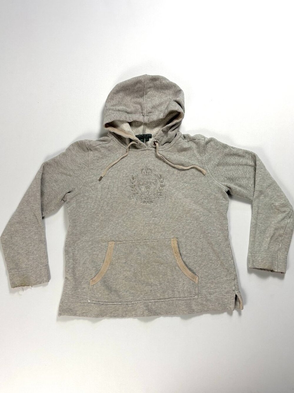 Vintage Ralph Lauren Active Womens Embroidered Sweatshirt Gray M Cropped Hoodie